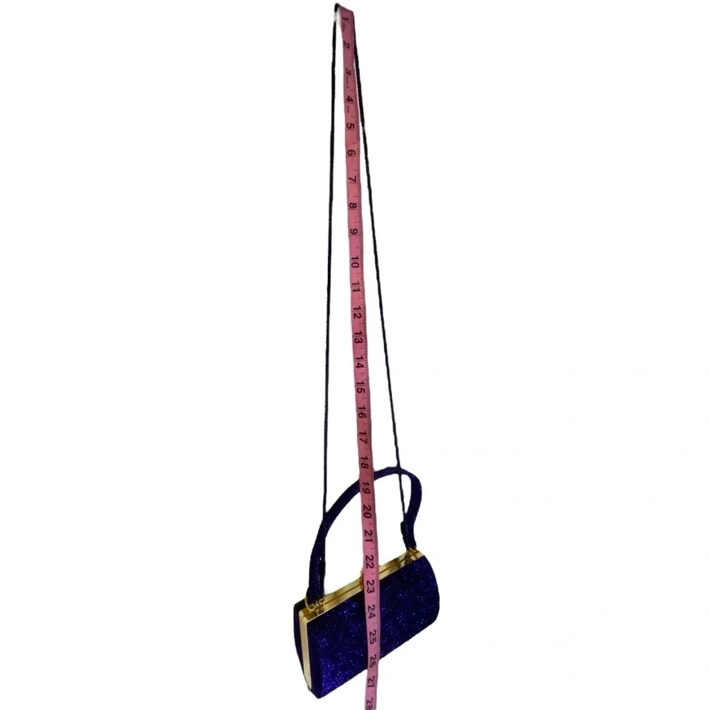 Le Regale Blue Sparkle Evening Purse removable Shoulder Strap to Handbag